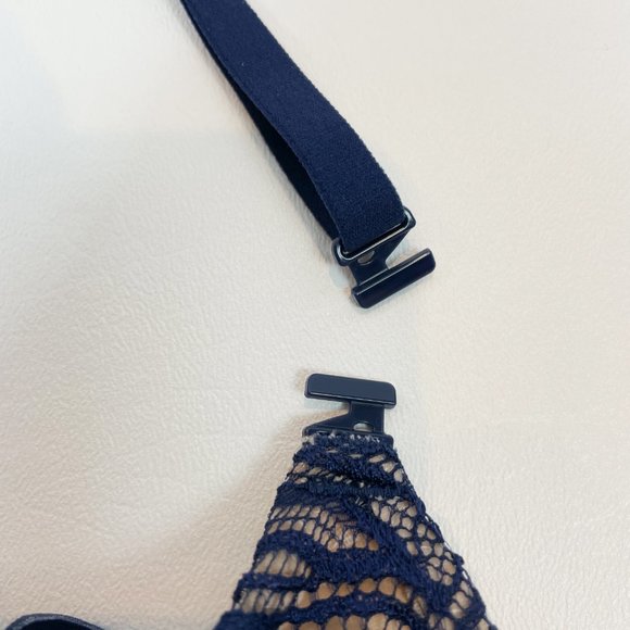 NWOT Victoria's Secret Bra 32C Unlined Plunge Blue Beige B145 - Picture 5 of 10